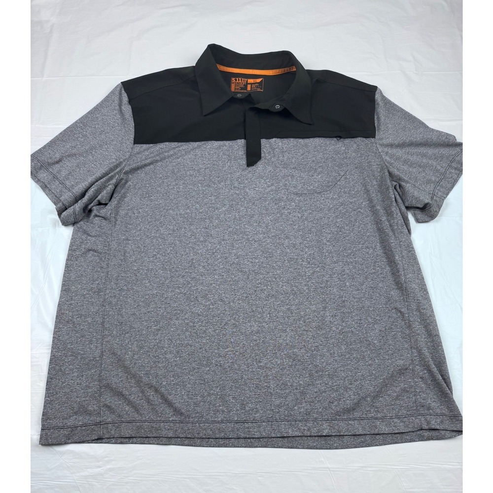 5.11 Tactical Mens XL Grey Black Colorblock Short Sleeve Snap Polo Shirt - Picture 5 of 11